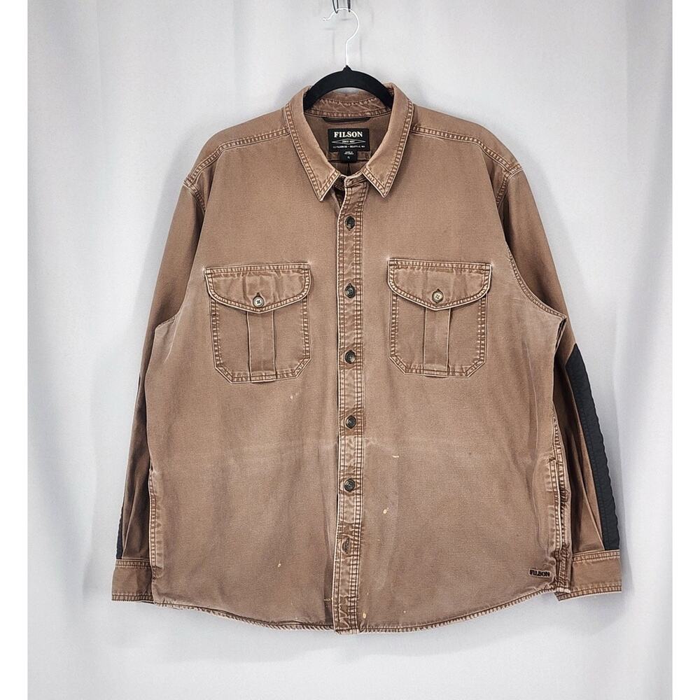 CC Filson Jack Shirt Jacket C.C. Brown Black Cotton Nylon Heavy Thrashed